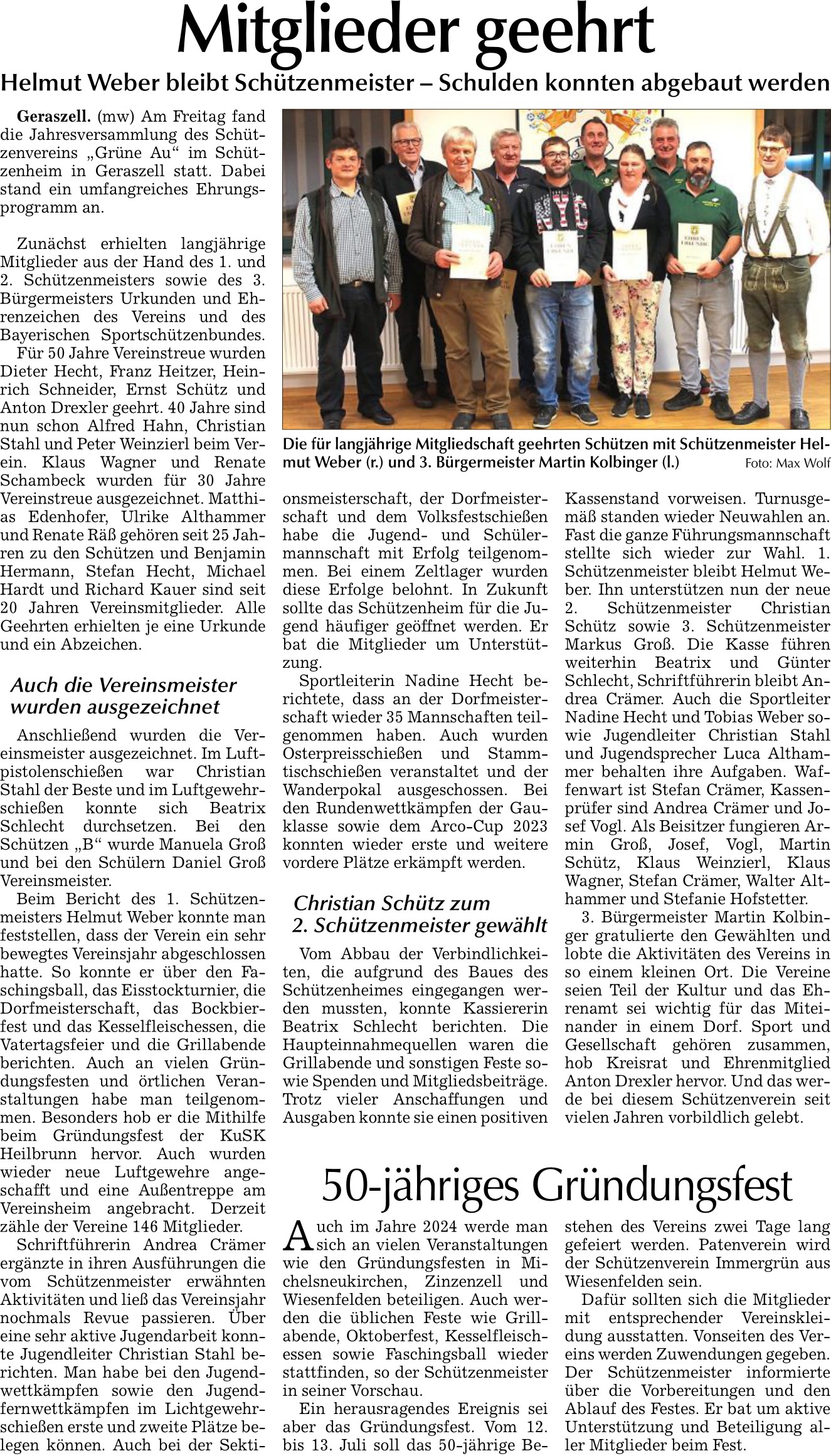 2024 01 08 Bogener Zeitung Mitglieder geehrt